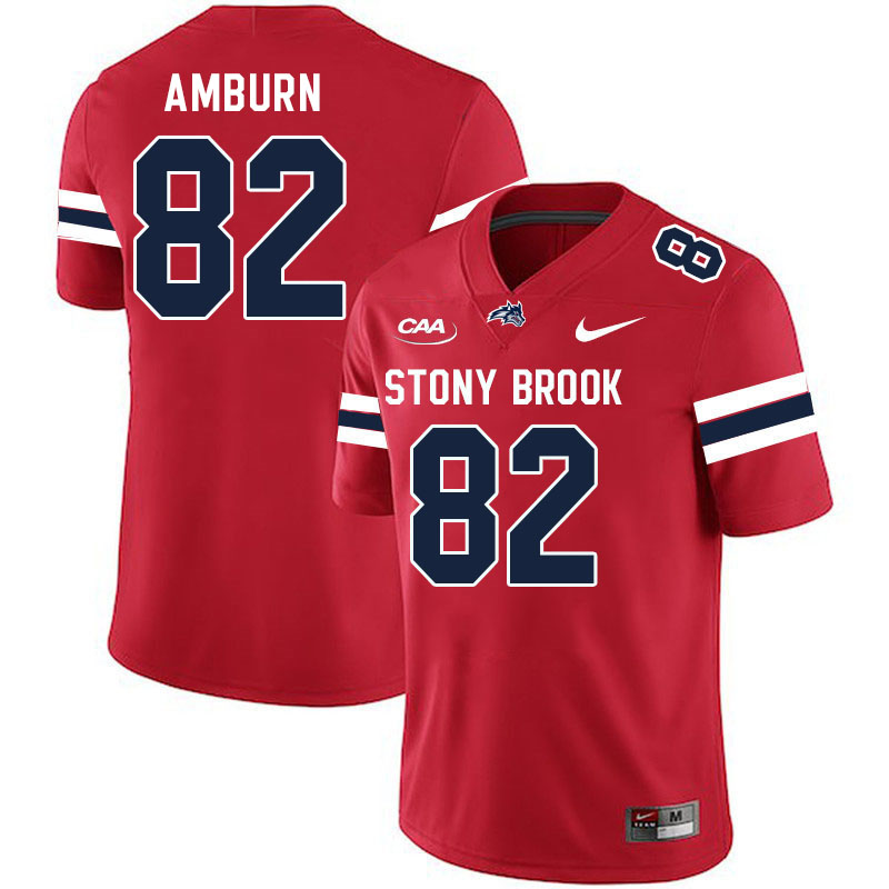 Stony Brook Seawolves #82 Jacob Amburn College Football Jerseys Stitched Sale-Red